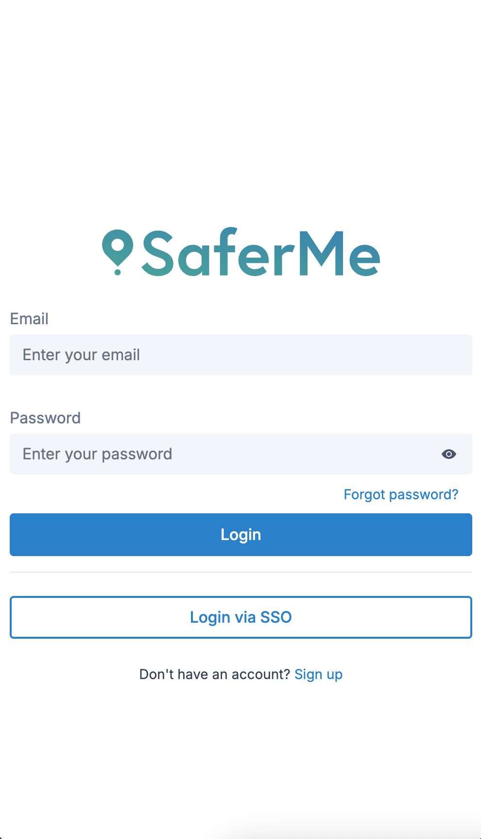 SaferMe Mobile Home Screen
