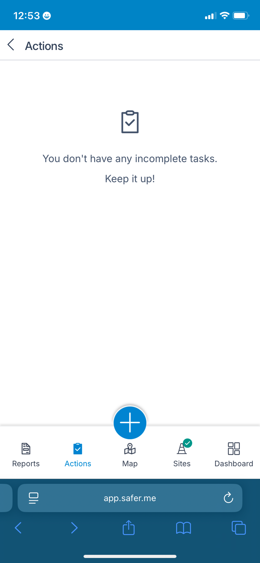 Actions Page Blank on Mobile.png