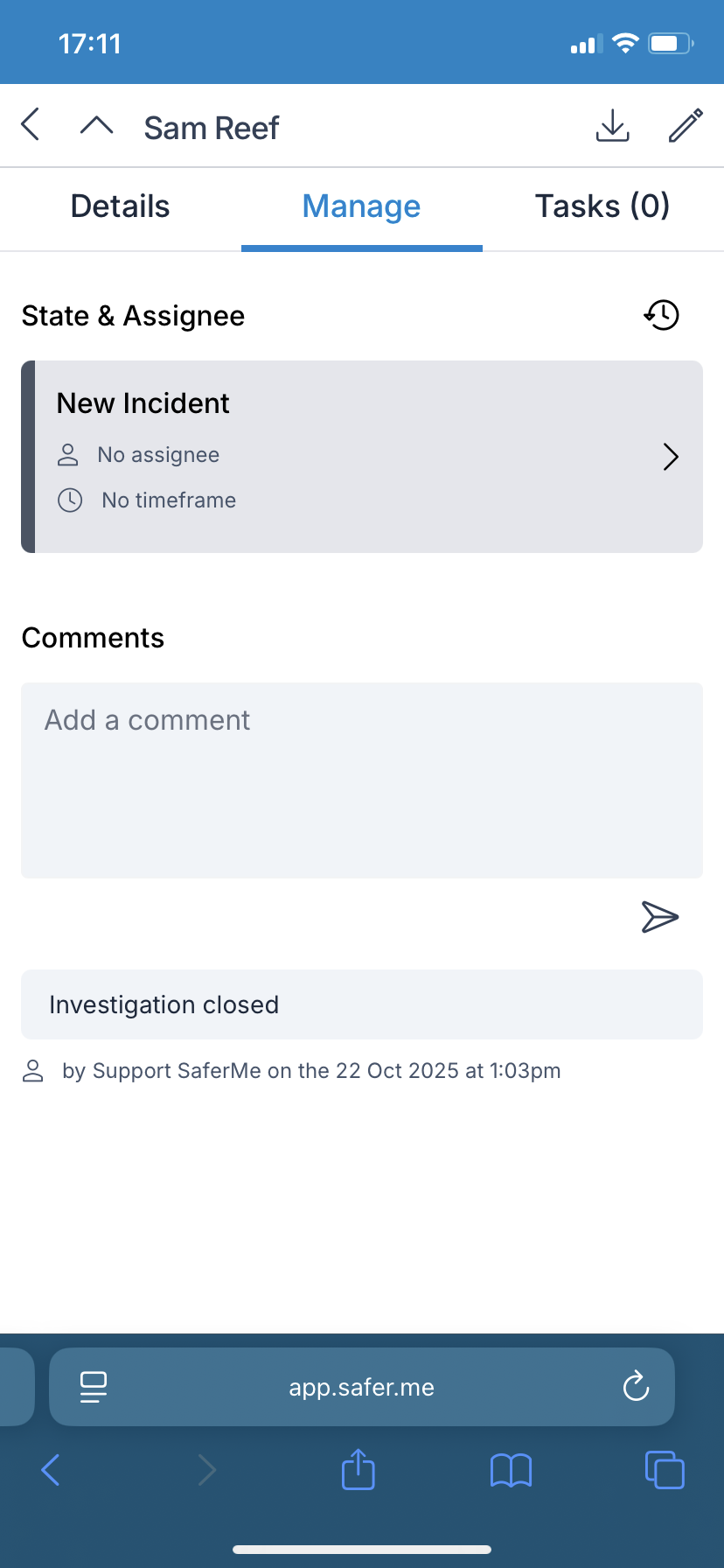 New Incident on Mobile